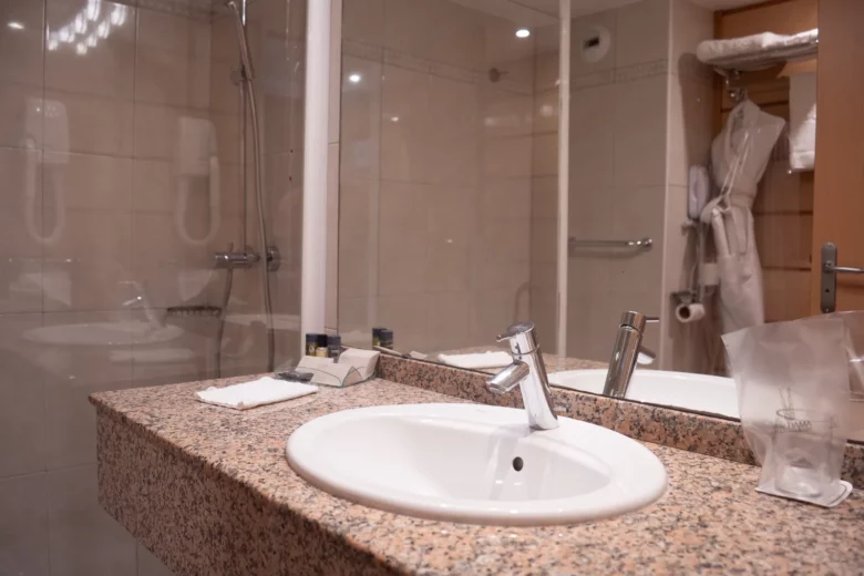 Salle de bain de la Suite Junior : vasque en granit